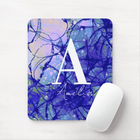 Cool Monogrammatica Name Abstract Blue Muismat (Met muis)