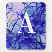 Cool Monogrammatica Name Abstract Blue Muismat (Voorkant)