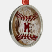 Cool Monogrammed Baseball Ornaments Metalen Ornament (Rechts)