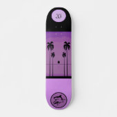 Cool Monogrammed Paars Tropisch Skateboard (Voorkant)