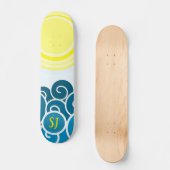 Cool Monogrammed Sunshine with Waves Skateboard (Voorkant)