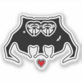 Cool monster met litteken en hart cartoon wezen sticker