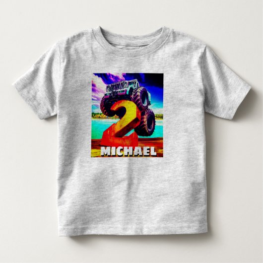 Cool Monster Truck 2e Verjaardag Kinder Shirts (Voorkant)