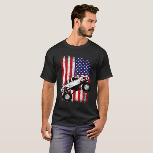 Cool Monster Truck Kinder Noodlijdende USA America T-shirt (Voorkant volledig)