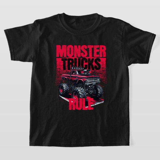 Cool Monster Truck Zwart en Rood T-shirt (Laagn)