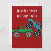 Cool Monster Trucks Birthday Party Invitations Kaart (Achterkant)