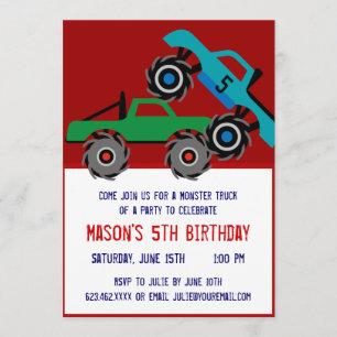Cool Monster Trucks Birthday Party Invitations Kaart
