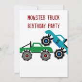 Cool Monster Trucks Birthday Party Invitations Kaart (Achterkant)