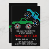 Cool Monster Trucks Birthday Party Invitations Kaart (Voorkant / Achterkant)