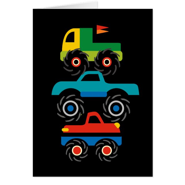 Cool Monster Trucks Blue Red Green Giften voor jon (Voorkant)