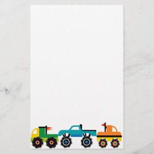 Cool Monster Trucks Blue Red Green Giften voor jon Briefpapier