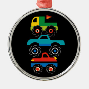 Cool Monster Trucks Blue Red Green Giften voor jon Metalen Ornament