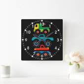 Cool Monster Trucks Blue Red Green Gifts for Boys Vierkante Klok (Huis)