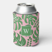 Cool Monstera Leaves Monogrammed Blikjeskoeler (Blikje Achterkant)