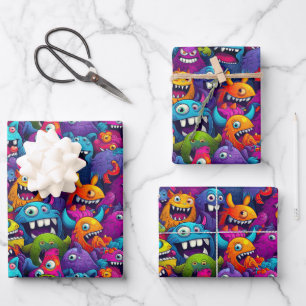 Cool monsterfeest unisex kinder inpakpapier vel