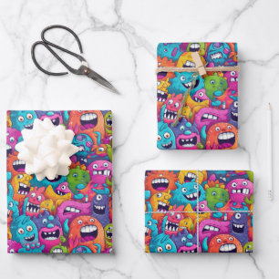 Cool monsterfeest unisex kinder inpakpapier vel