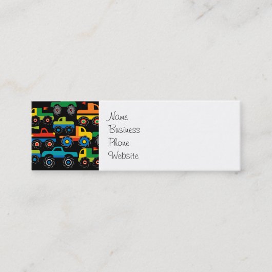 Cool Monsters Trucks Transport Gifts for Boys Mini Visitekaartje (Voorkant)