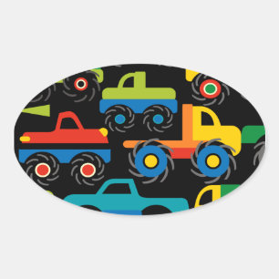 Cool Monsters Trucks Transport Gifts for Boys Ovale Sticker