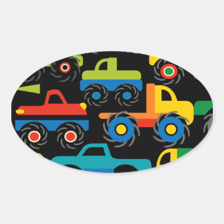 Cool Monsters Trucks Transport Gifts for Boys Ovale Sticker
