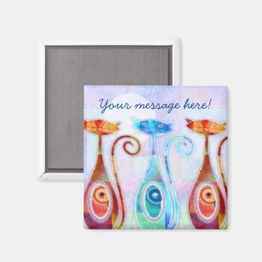 Cool Moonkats Custom Textured Collage Magneet (Voorkant / Achterkant)