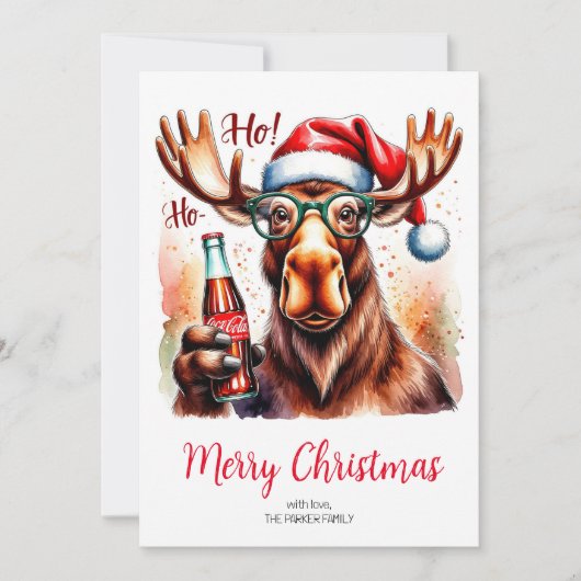 Cool Moose Merry Christmas Card Feestdagenkaart (Voorkant)