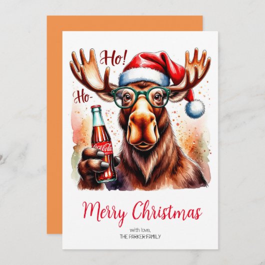 Cool Moose Merry Christmas Card Feestdagenkaart (Voorkant / Achterkant)