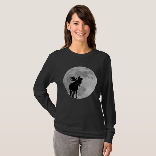 Cool Moose  Moon    Howling Moose T-shirt (Voorkant volledig)