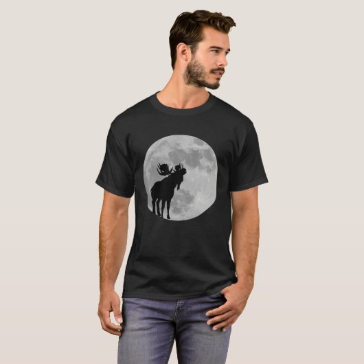 Cool Moose  Moon    Howling Moose T-shirt (Voorkant volledig)