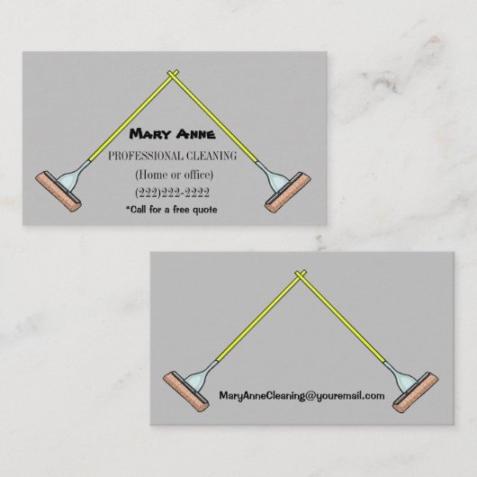 Cool Mops Design Professional Cleaning Visitekaartje (Voorkant / Achterkant)