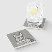 Cool Mosaic German Shepherd Marble Onderzetter (Zijkant)