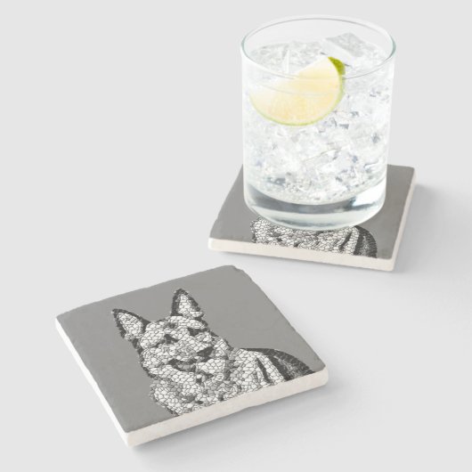 Cool Mosaic German Shepherd Marble Onderzetter (Zijkant)