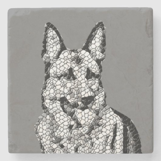 Cool Mosaic German Shepherd Marble Onderzetter (Voorkant)