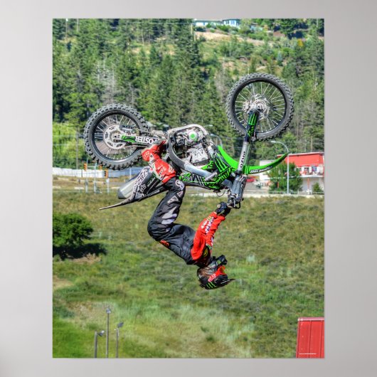 Cool Motocross Extreme Freestyle Stunt Art 1 Poster (Voorkant)