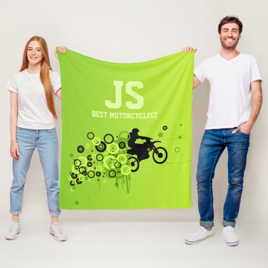 Cool Motorcyclist | Groen Fleece Deken (In situ)