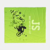Cool Motorcyclist | Groen Fleece Deken (Voorkant (Horizontaal))