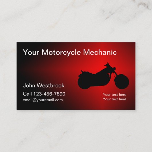 Cool Motorfiets Mechanic Thema Visitekaartje (Voorkant)