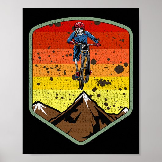 Cool Mountain Biking Skeleton Zombie Skull Mtb Bmx Poster (Voorkant)