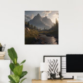 Cool Mountain Landscape AI Art Poster (Thuiskantoor)