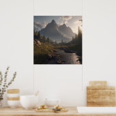 Cool Mountain Landscape AI Art Poster (Keuken)