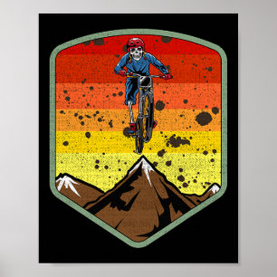 Cool Mountainbiken Skelet Zombie Schedel Mtb Bmx Poster