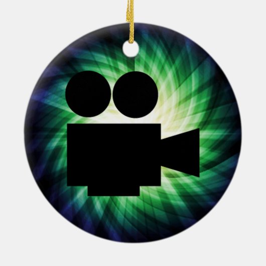 Cool Movie Camera; Video Film Keramisch Ornament (Achterkant)