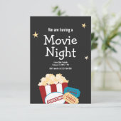 Cool  Movie night Popcorn uitnodiging (Staand voorkant)
