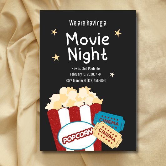 Cool  Movie night Popcorn uitnodiging