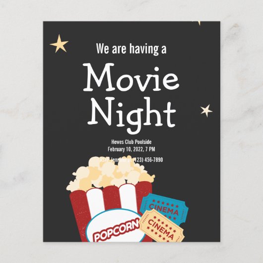 Cool  Movie night Popcorn uitnodiging Flyer (Voorkant)