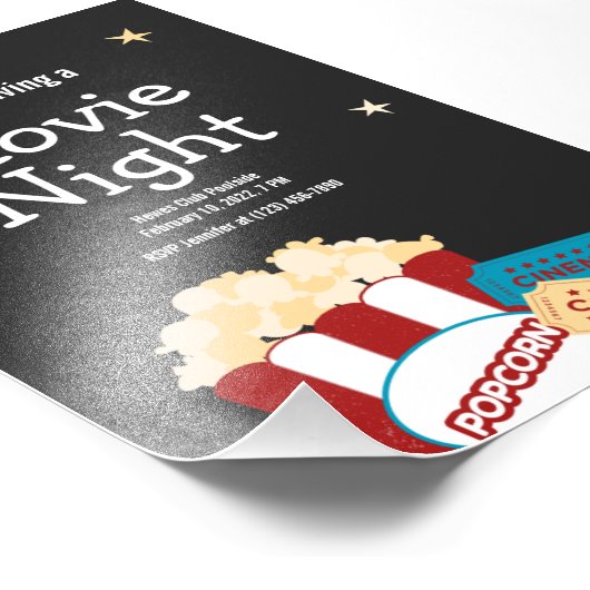 Cool  Movie night Popcorn uitnodiging Foto Afdruk (Hoek)
