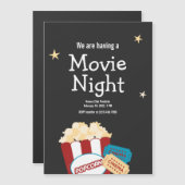 Cool  Movie night Popcorn uitnodiging Magnetische Uitnodiging (Voorkant / Achterkant)