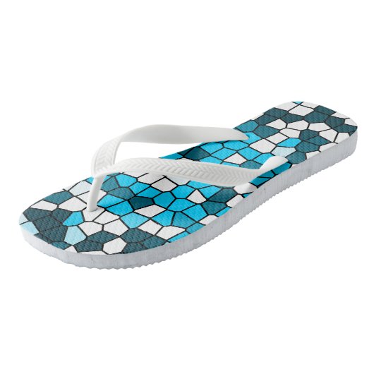 Cool mozaïek patroon l Trendy blauw l Zomer Teenslippers (Schuin)