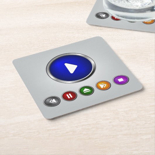 Cool MP3 Player Button Set Kartonnen Onderzetters (Schuin)