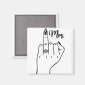Cool Mrs. Just Married Wife Wedding Finger Ring Ba Magneet (Voorkant / Achterkant)