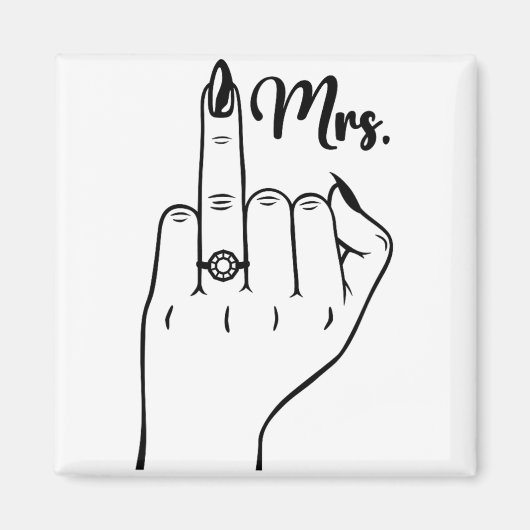 Cool Mrs. Just Married Wife Wedding Finger Ring Ba Magneet (Voorkant)